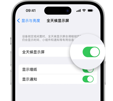 萨嘎苹果15预约维修分享iPhone15如何设置全天候显示屏幕可见 